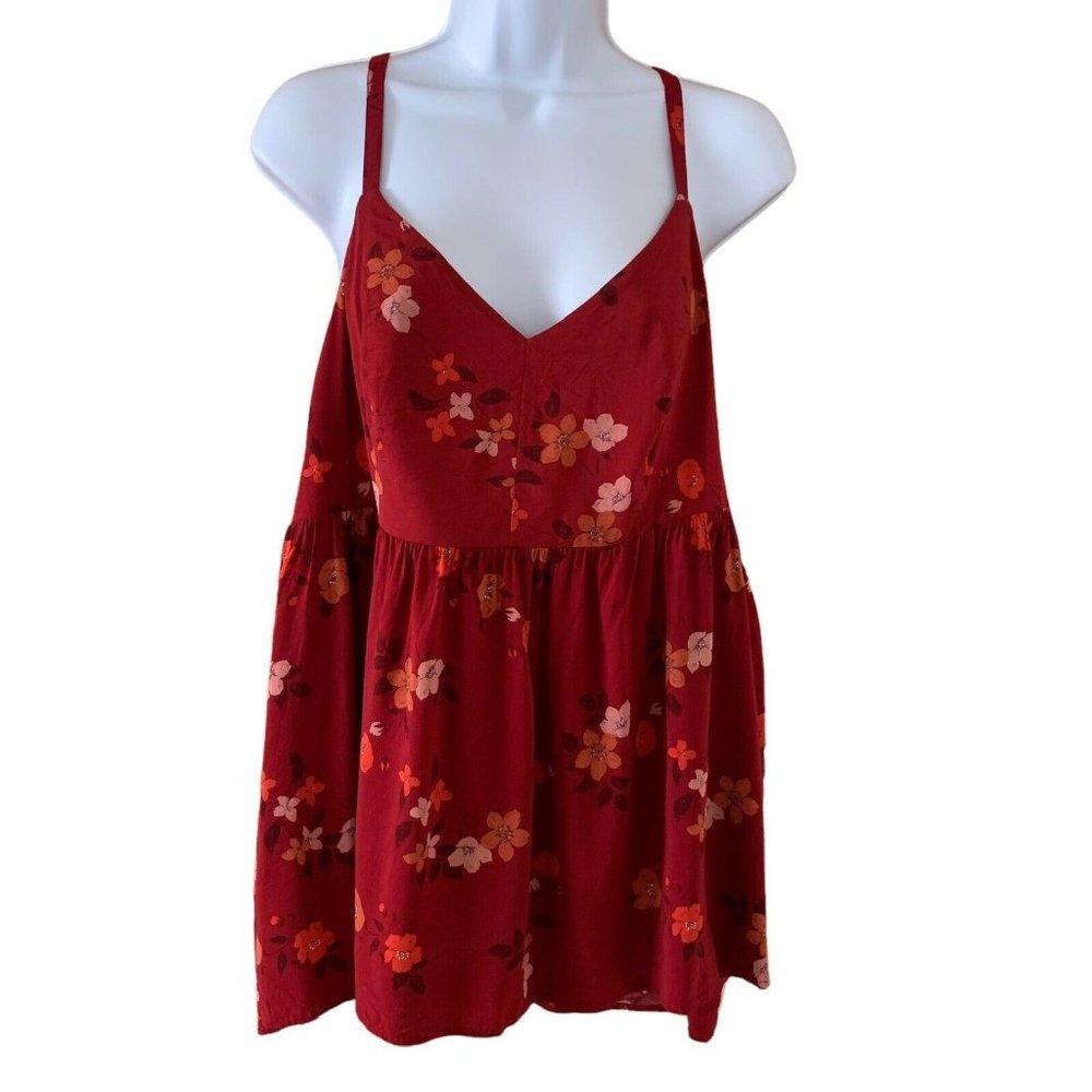 Torrid Spaghetti Straps Camisole Zipper Closure Burgundy Floral Print Size 14-16